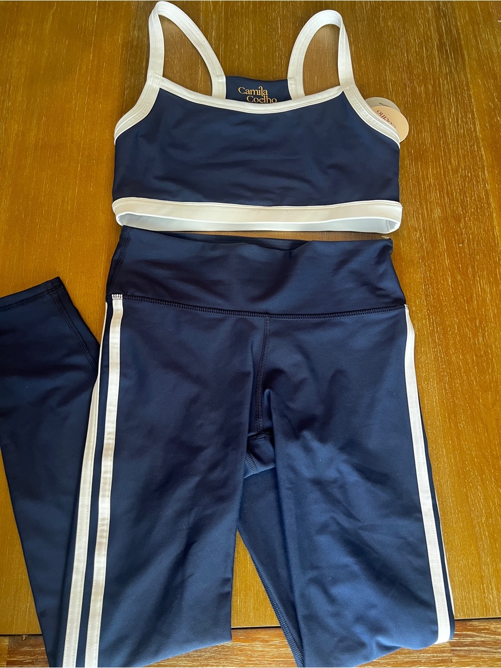 NWT Camila Coelho Navy & White High-Waist Leggings Set M